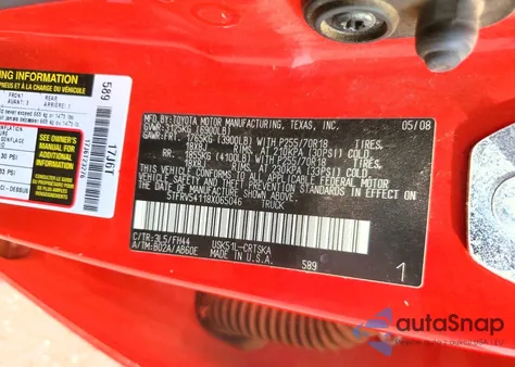 2008 Toyota Tundra Double Cab z USA, uszkodzony, nr VIN 5TFRV54118X065046